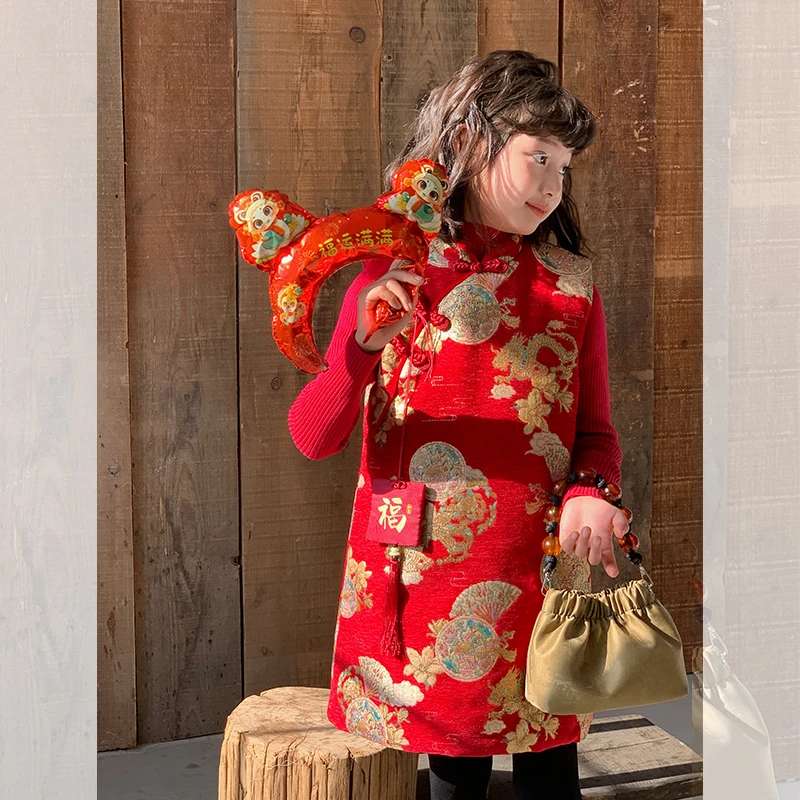 【福袋】西西家女童2025年新款拜年服旗袍儿童新中式背心裙JX115