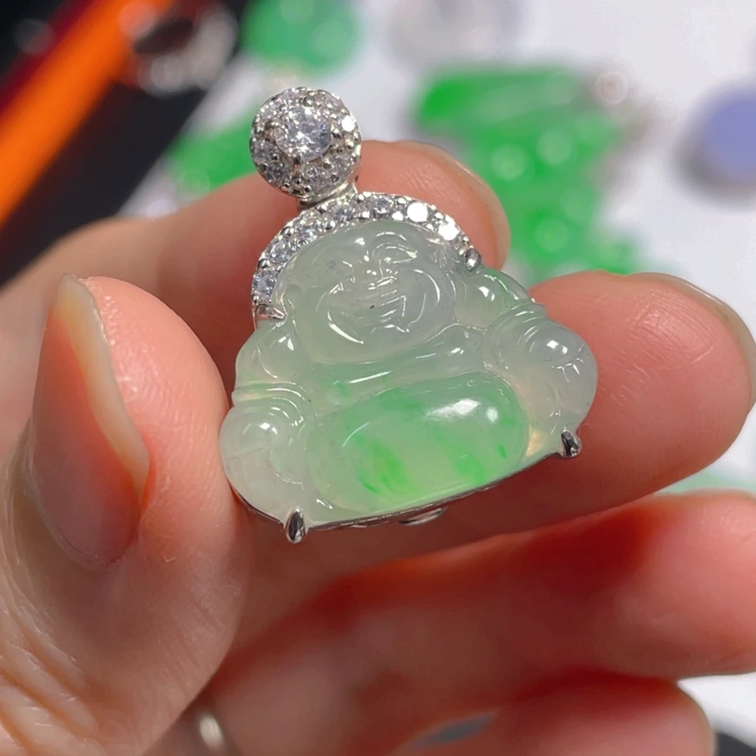 翡翠银S925镶嵌吊坠(不含链)