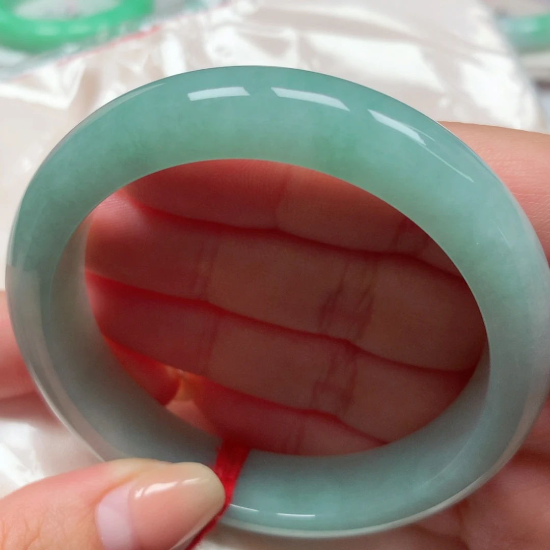 翡翠未镶嵌手镯8湖蓝绿 满色完美