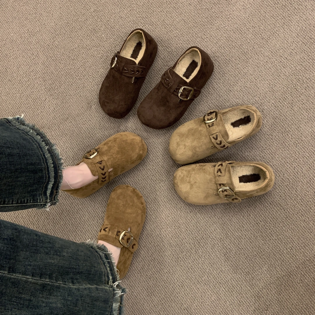 复古厚底内增高勃肯鞋一脚蹬博肯单鞋女2025新款秋季豆豆鞋乐福鞋