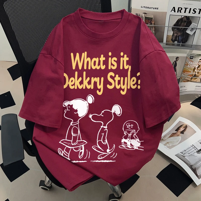 jtrt潮牌美式卡通字母印花夏季纯棉短袖t恤男女宽松休闲圆领上衣