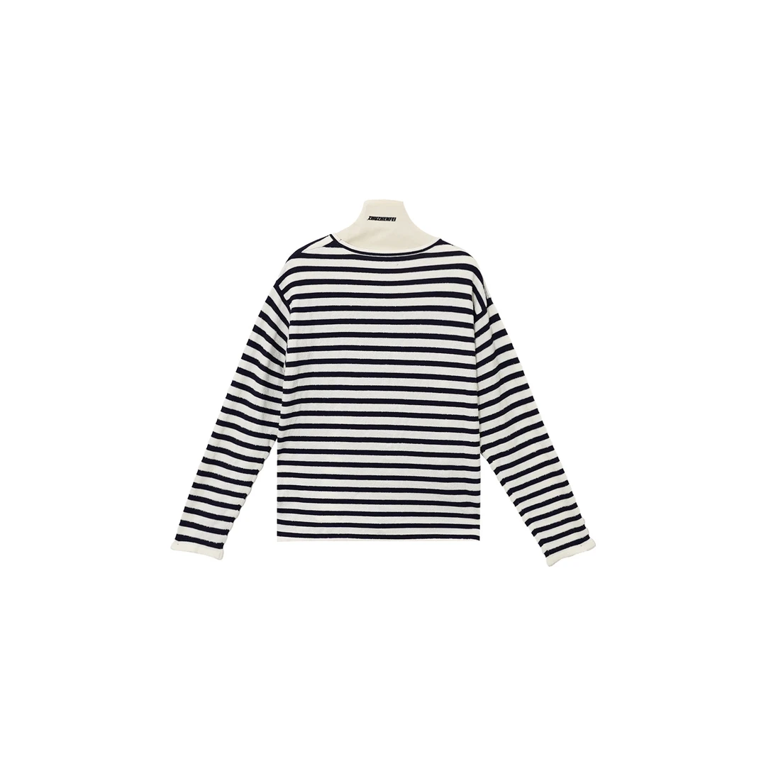 ZHUZHENFEI 设计师品牌秋季新款毛巾料条纹海魂衫 Z333138