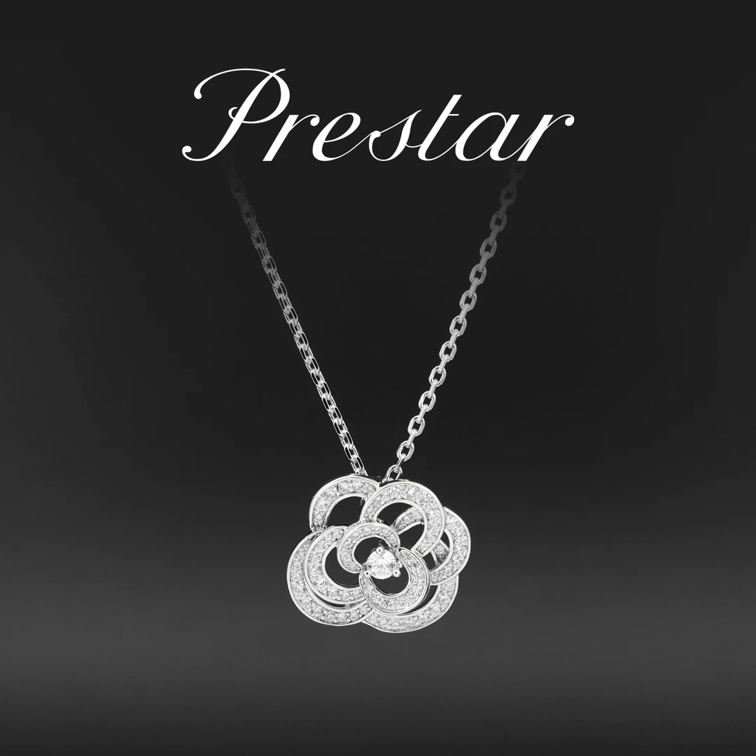 合金项链 花朵项链仿生小众设计师款时尚百搭气质满镶