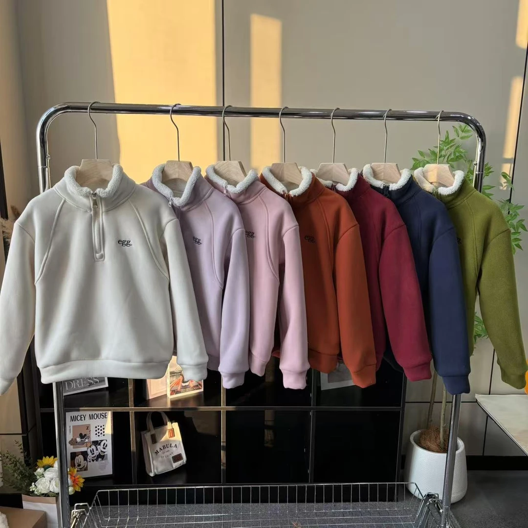 男女童外套秋冬款儿童运动上衣休闲大童户外加厚保暖拉链加绒