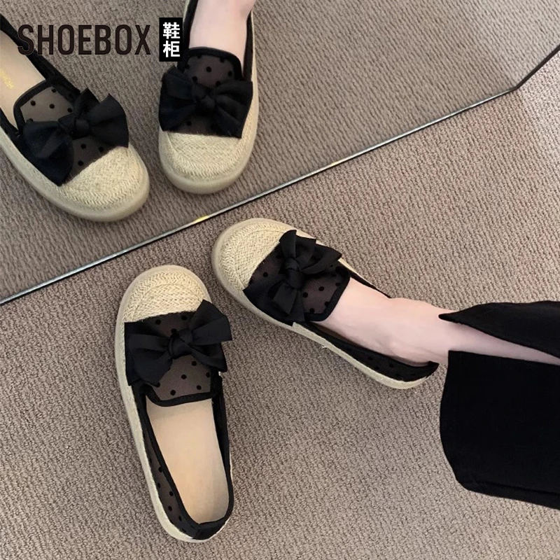 达芙妮集团晚晚风单鞋女2025夏新款一脚蹬渔夫鞋厚底透气豆豆鞋