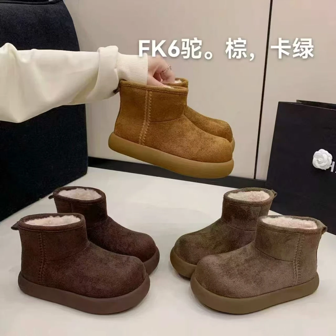 FK6  中帮鞋跟高度冬季保暖时尚雪地靴加绒加厚中筒女鞋
