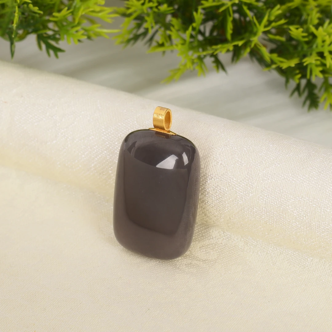 【熊总夫妇】和田玉浓烟紫方牌18K金吊坠-约33*22*11mm