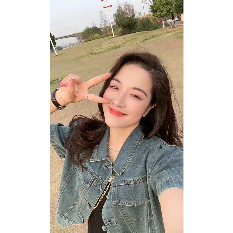 WenWen小个子2024夏新韩版时尚宽松背带无袖牛仔外套连衣裙1075