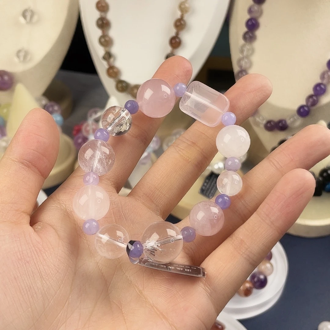 银S925镶嵌手链烟晶