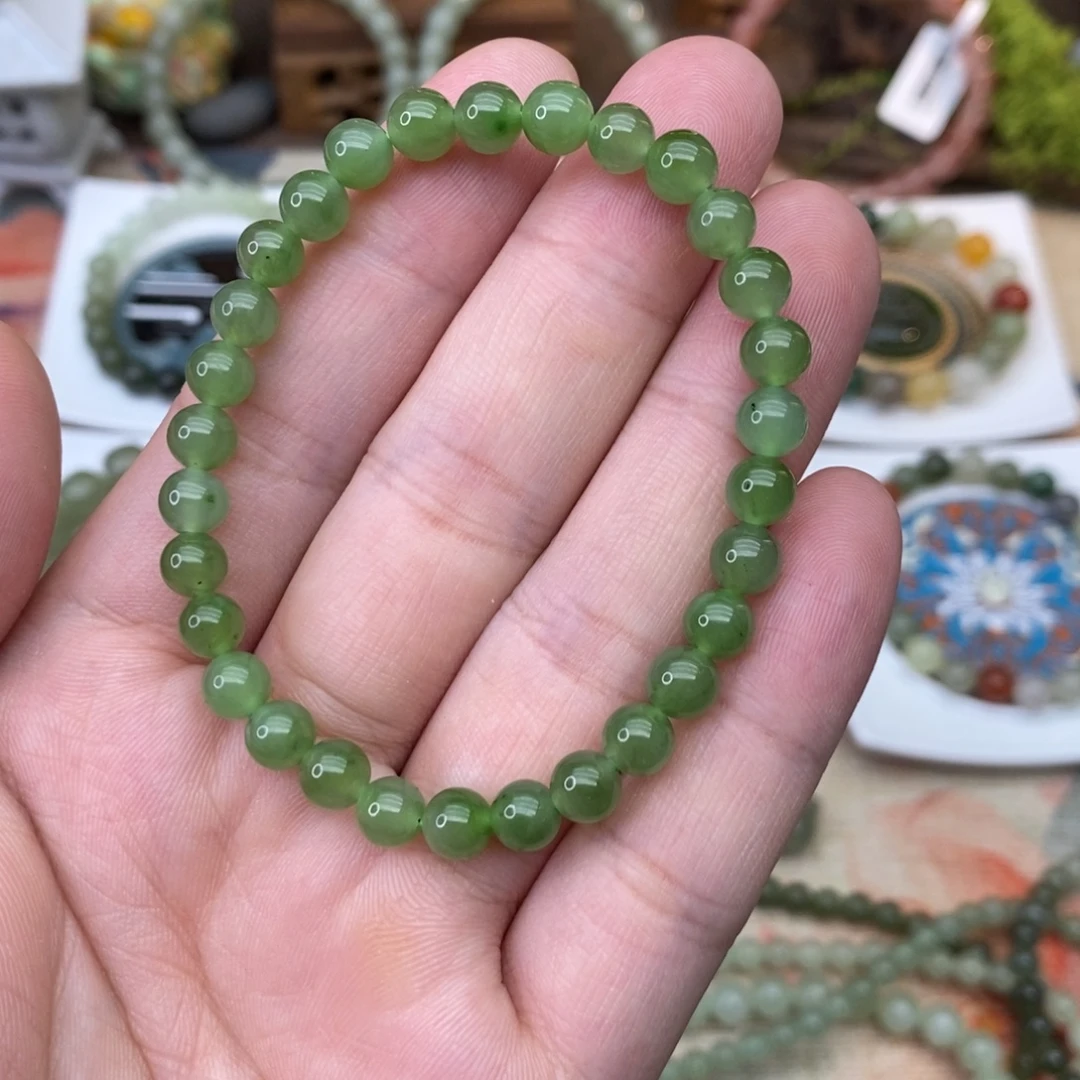 和田玉未镶嵌手链碧玉苹果绿卡6