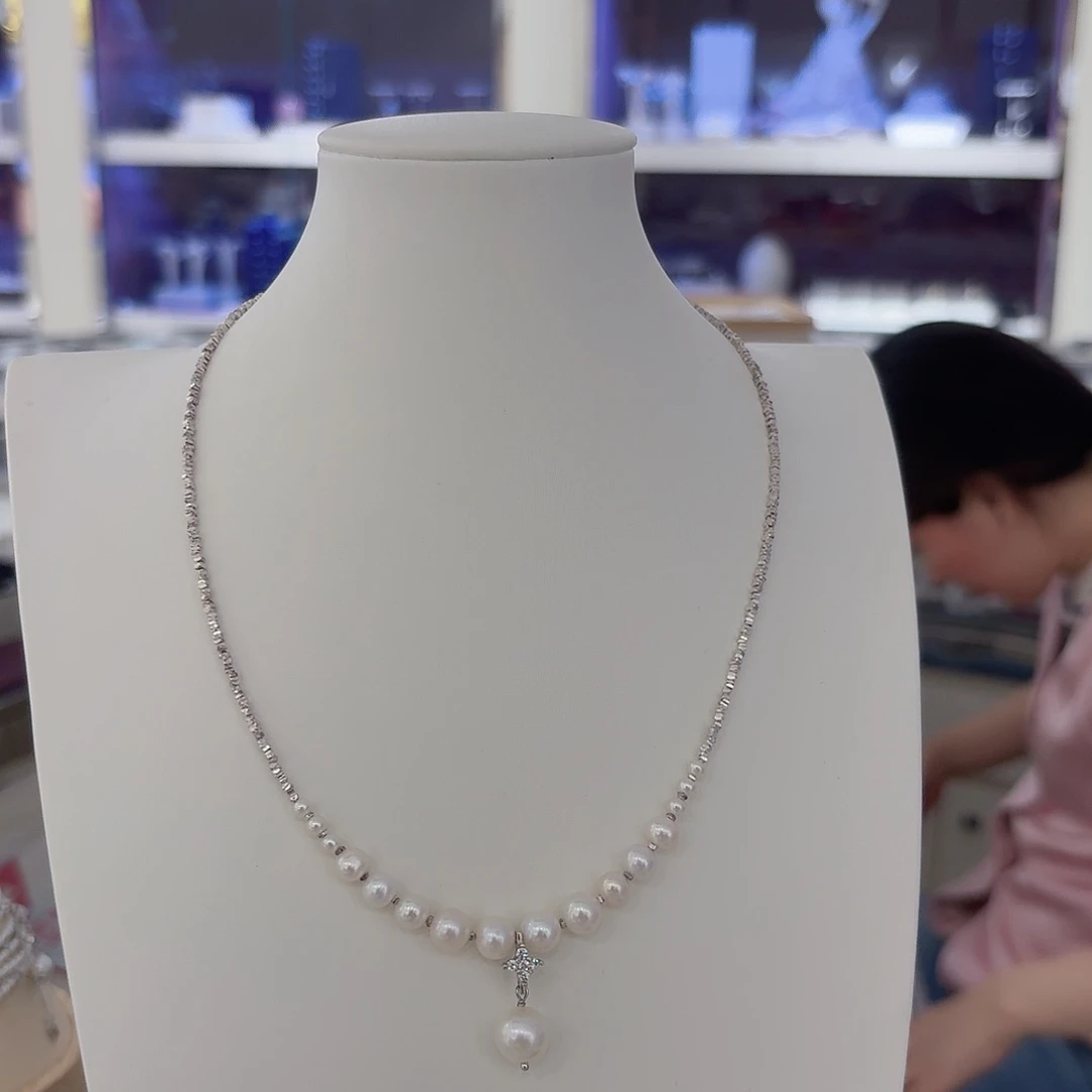 颈饰淡水珍珠银S925镶嵌