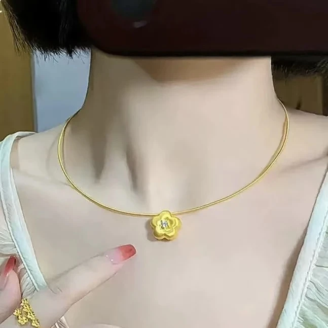 【抖音好货】孟加拉赤金豆豆提炼手工改款【小花项圈】精工版可佩戴