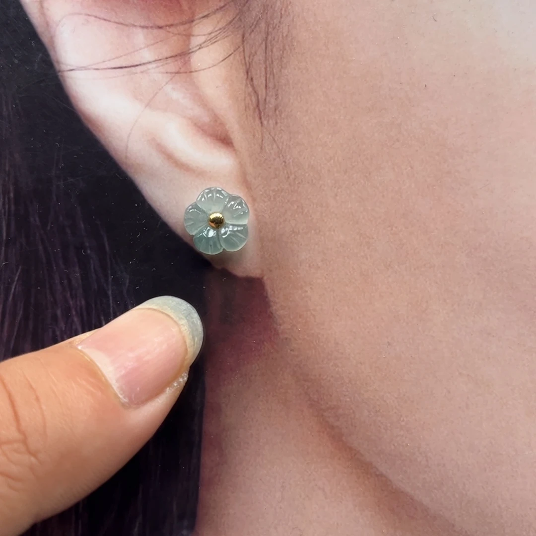 翡翠18K金镶嵌耳饰福利