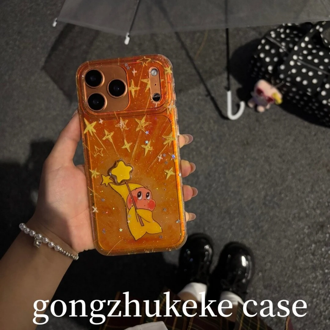 可爱闪粉星星人旋转适用于iPhone17/16promax手机壳苹果15/14/13