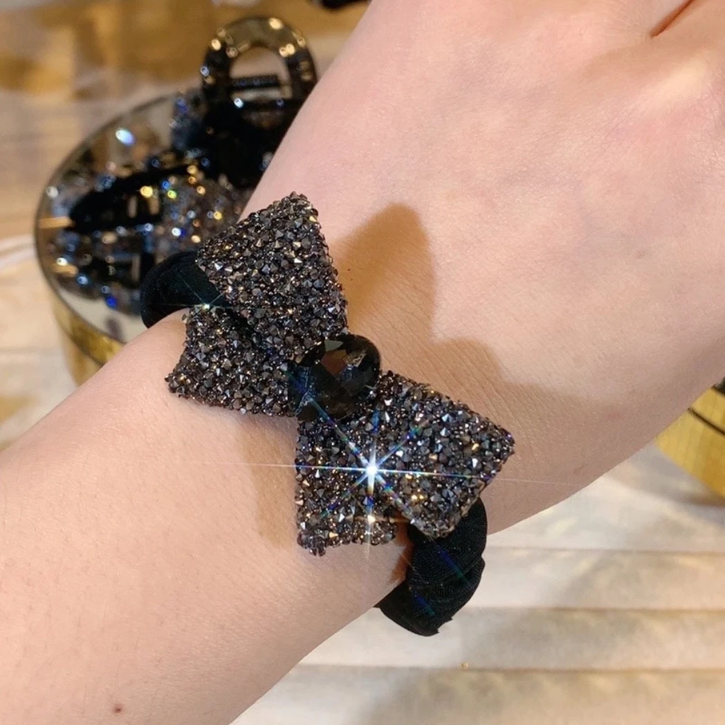 黑色大蝴蝶结丝绒黑色发圈【2件套】067