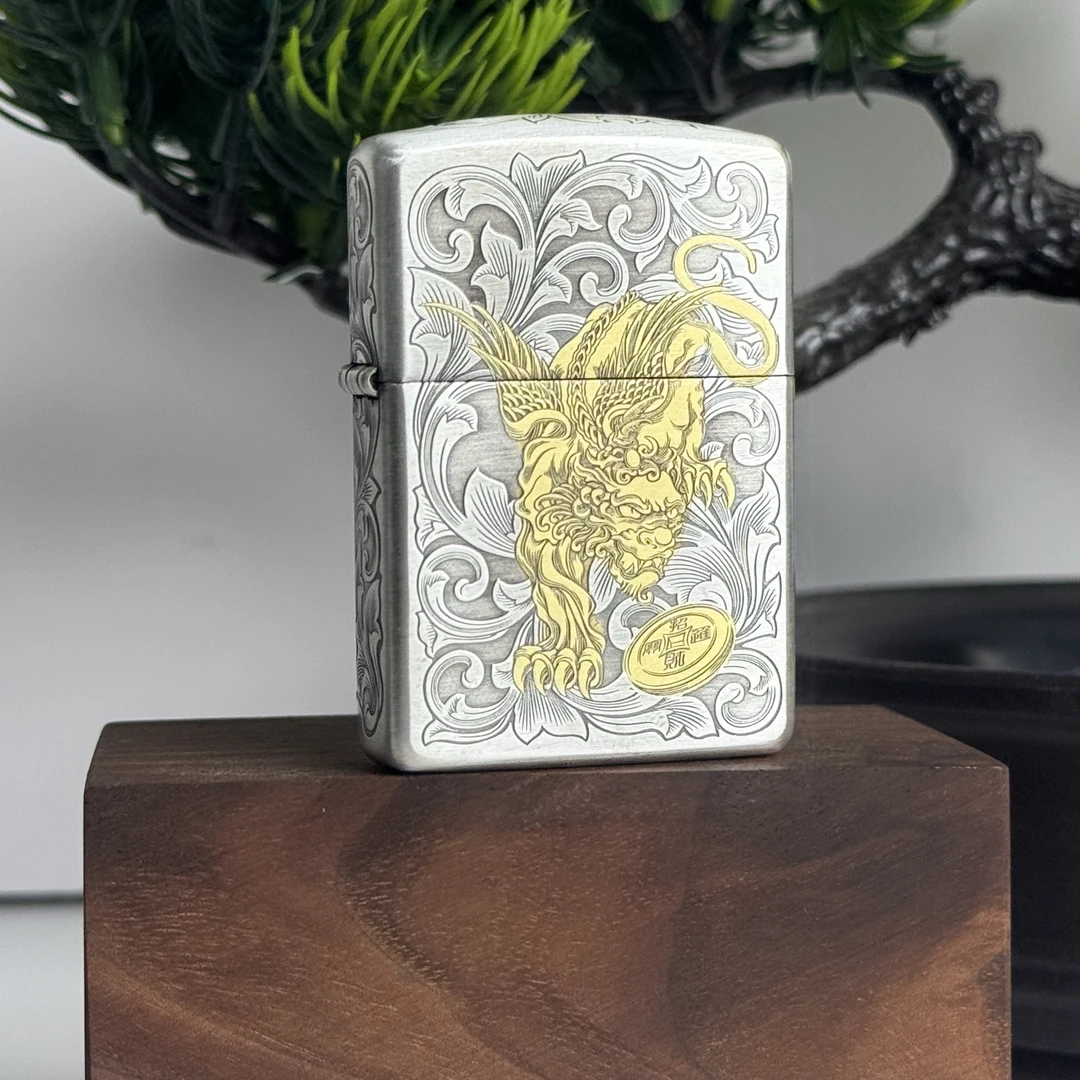 ZIPPO打火机 熏银鎏金财色双收 162盔甲煤油打火机 DYJ1
