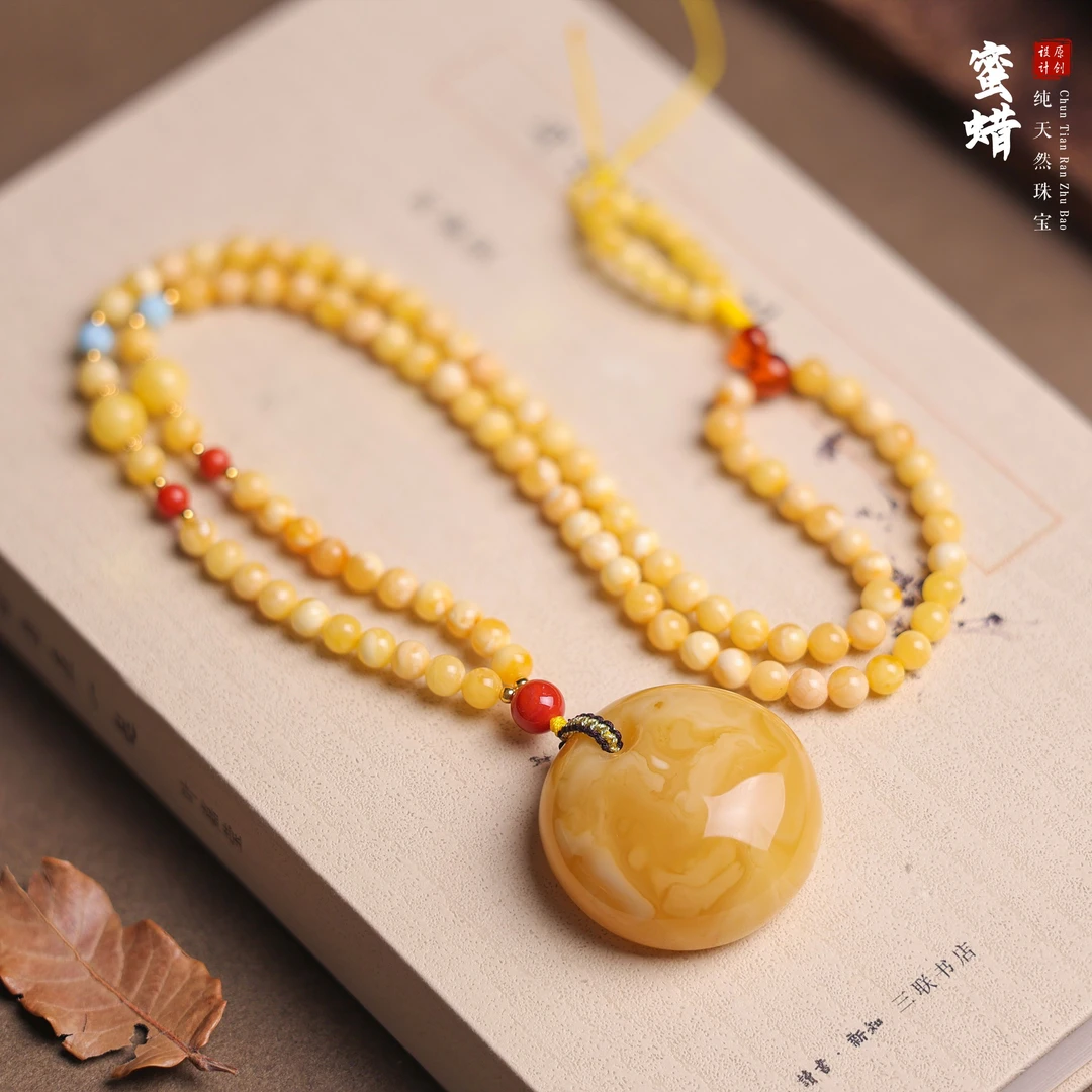 【桃总推荐】diy蜜蜡白花蜡公主扣项链@@ZY30911005