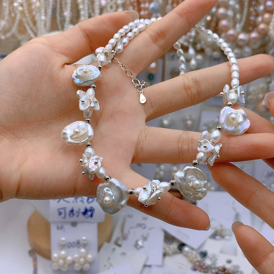 银S925镶嵌淡水珍珠发饰自***录