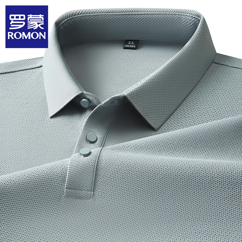 罗蒙冰丝POLO衫男士短袖T恤夏季薄款翻领透气商务休闲简约上衣服