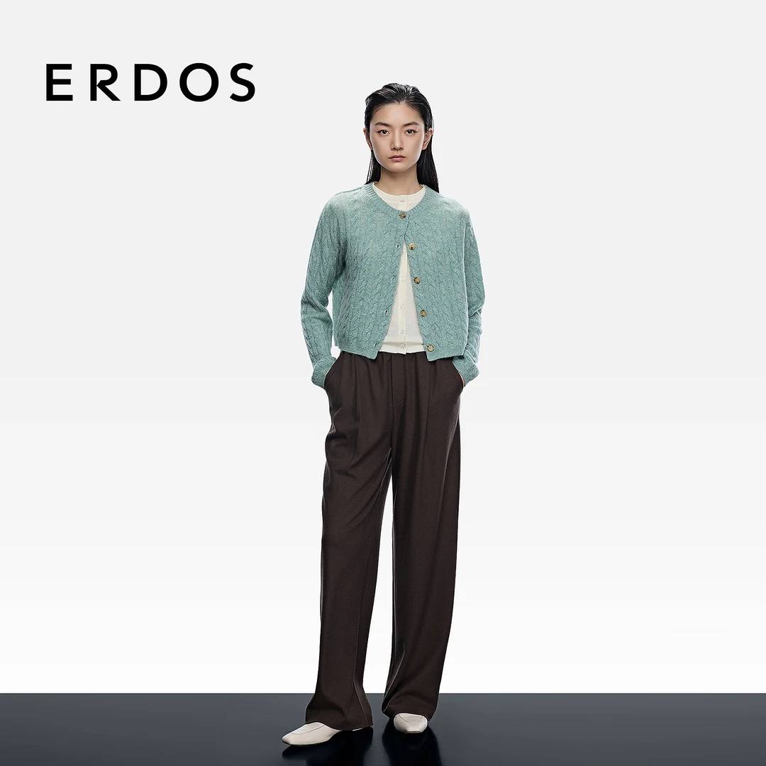 【精密针织】ERDOS 直筒女士裤装25年早秋新品圆机绒毛混纺裤子