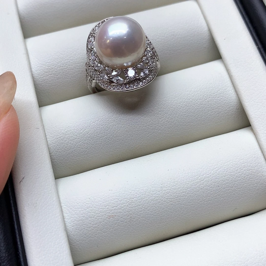 戒指银S925镶嵌淡水珍珠