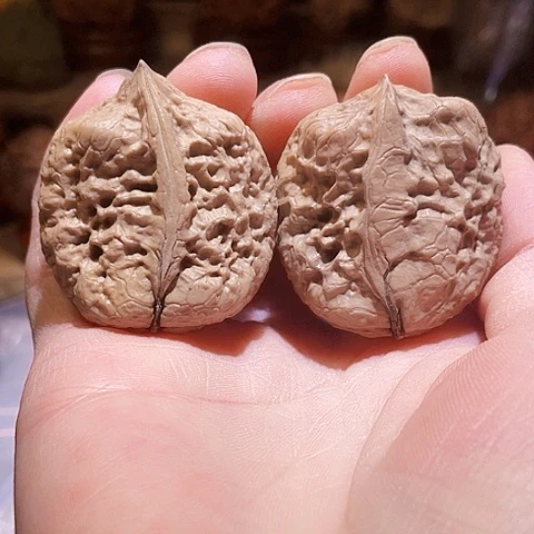 把件文玩核桃半壁带彩36+