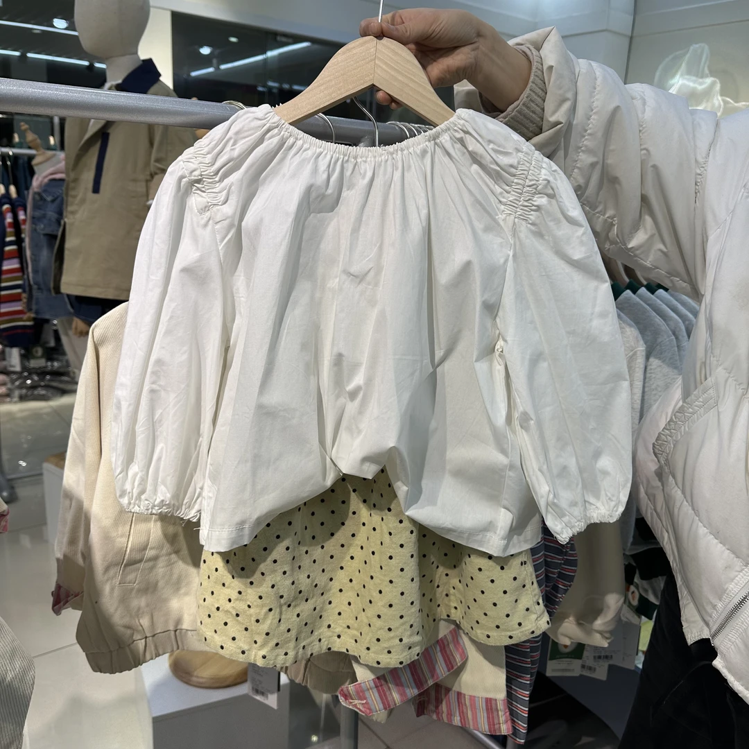 韩系春秋冬女宝时尚波点半身裙女童儿童白色