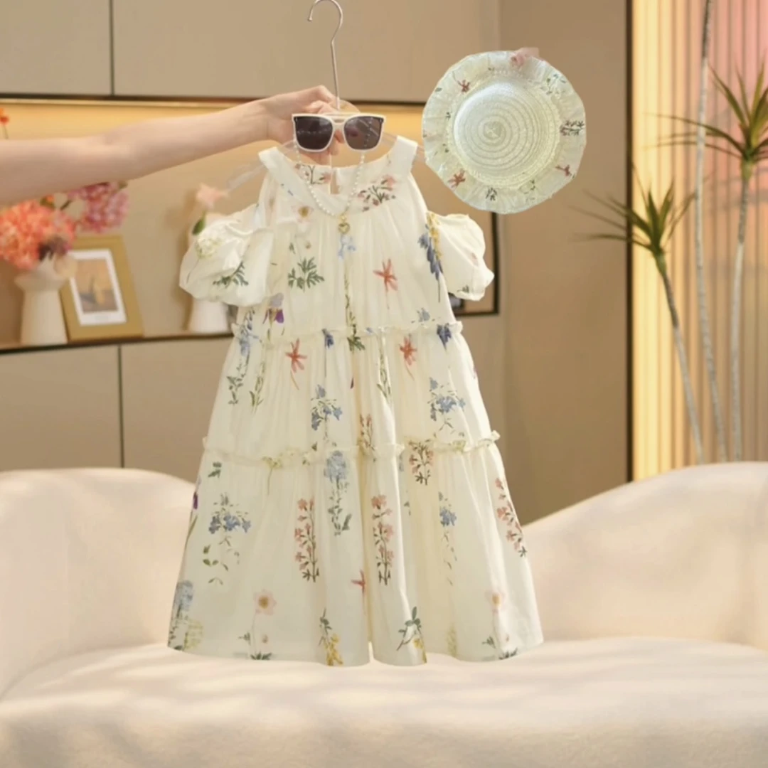 【现货】（送帽子）女童连衣裙夏装2025新款裙子碎花公主裙CSC2282