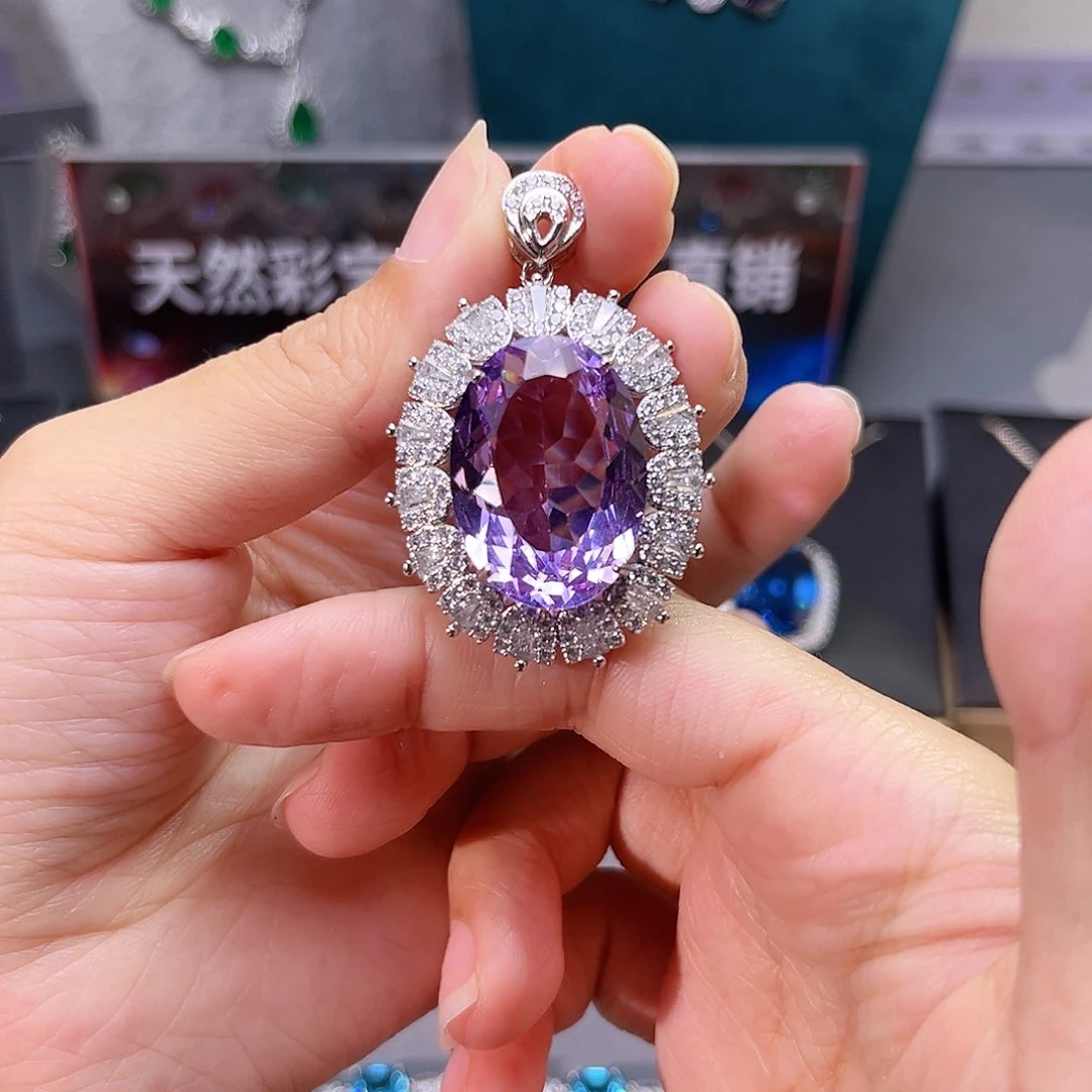蓝宝石颈饰银S925镶嵌13