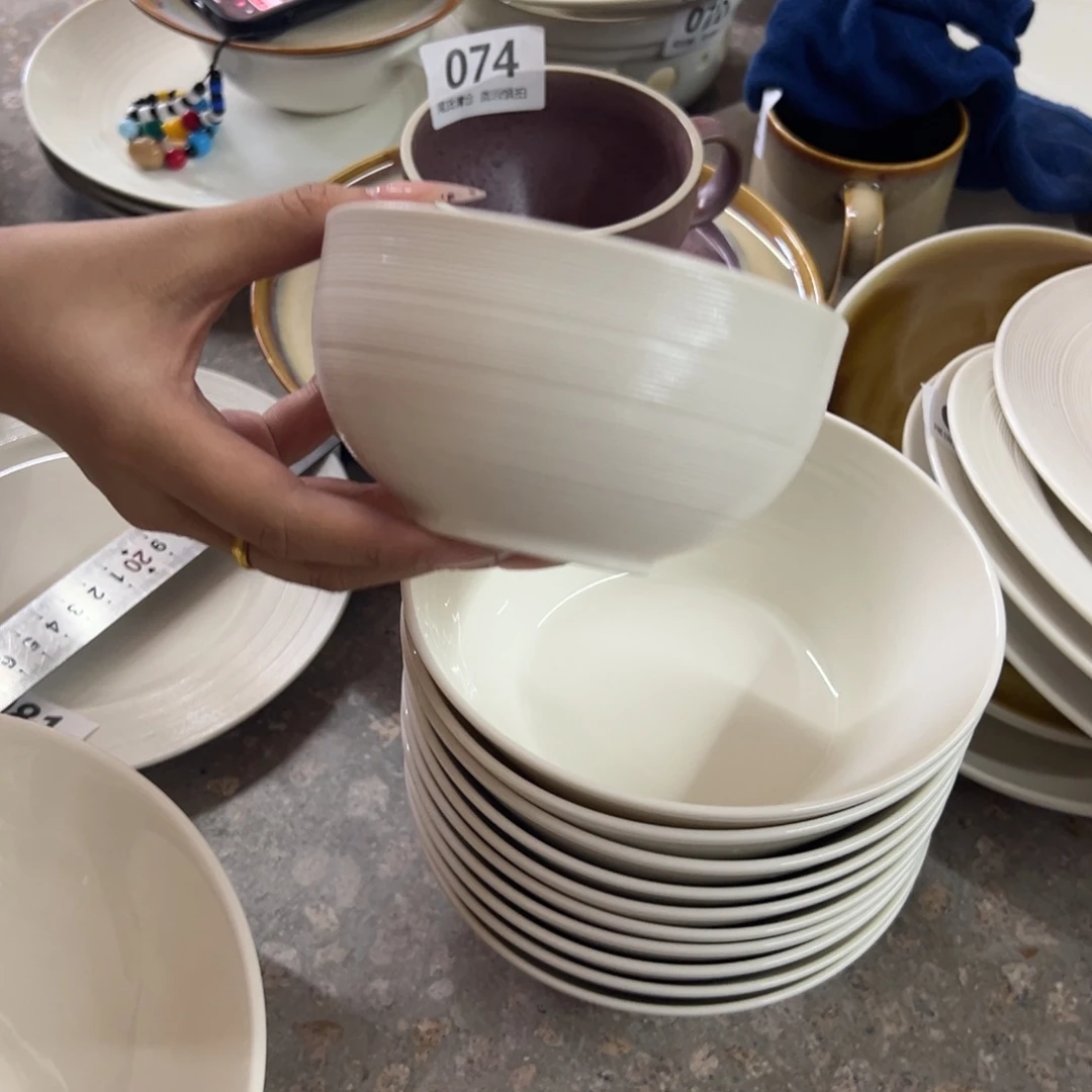 新骨瓷 A品 5寸 白丝线 米饭碗 2只装
