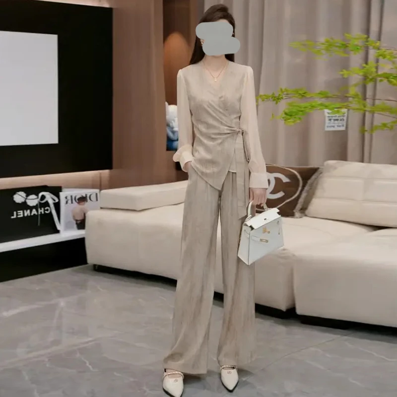 气质高级感时尚套装女2025夏季新款设计感女士夏季垂感阔腿两件套