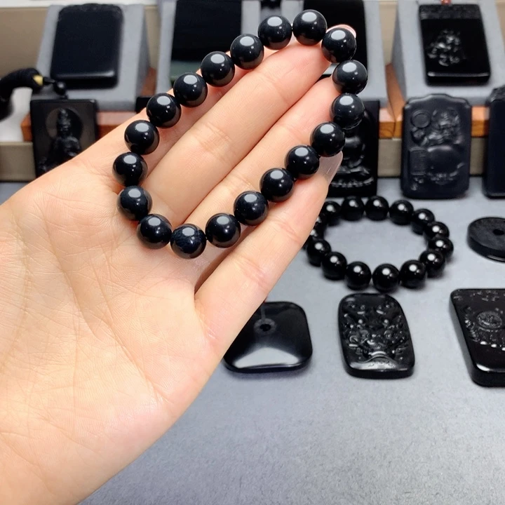 和田玉（墨玉）手串未镶嵌特价10mm