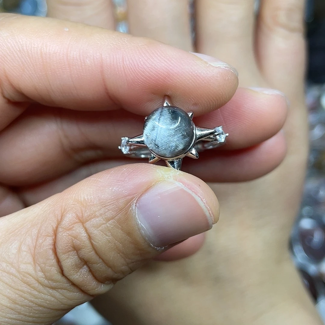 【闪购商品】银S925镶嵌珠宝半成品水晶花*鼠戒指
