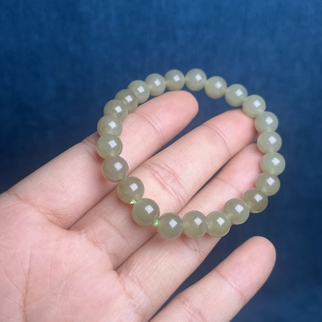 S0279和田玉放漏品湖水色手串8MM