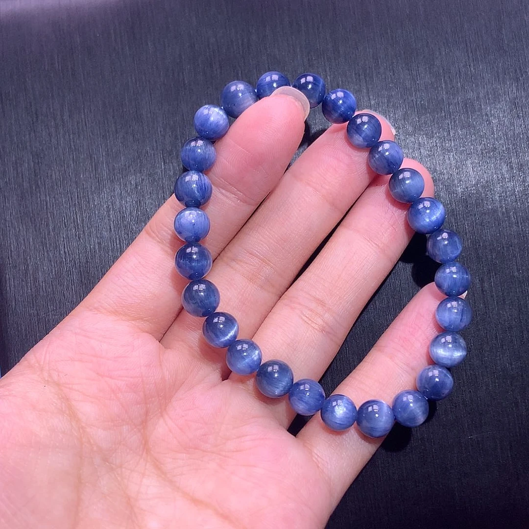 未镶嵌手串水晶7mm蓝晶石（拍3件）总价253元