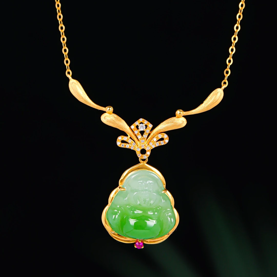 18K金16mm苹果绿佛公套链HNZ14675