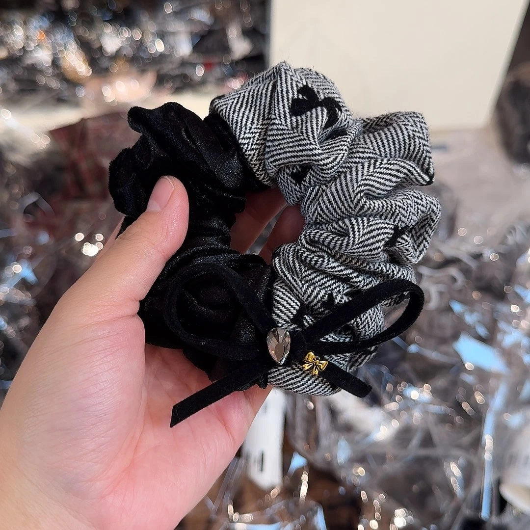 非金属拼接发圈小香风