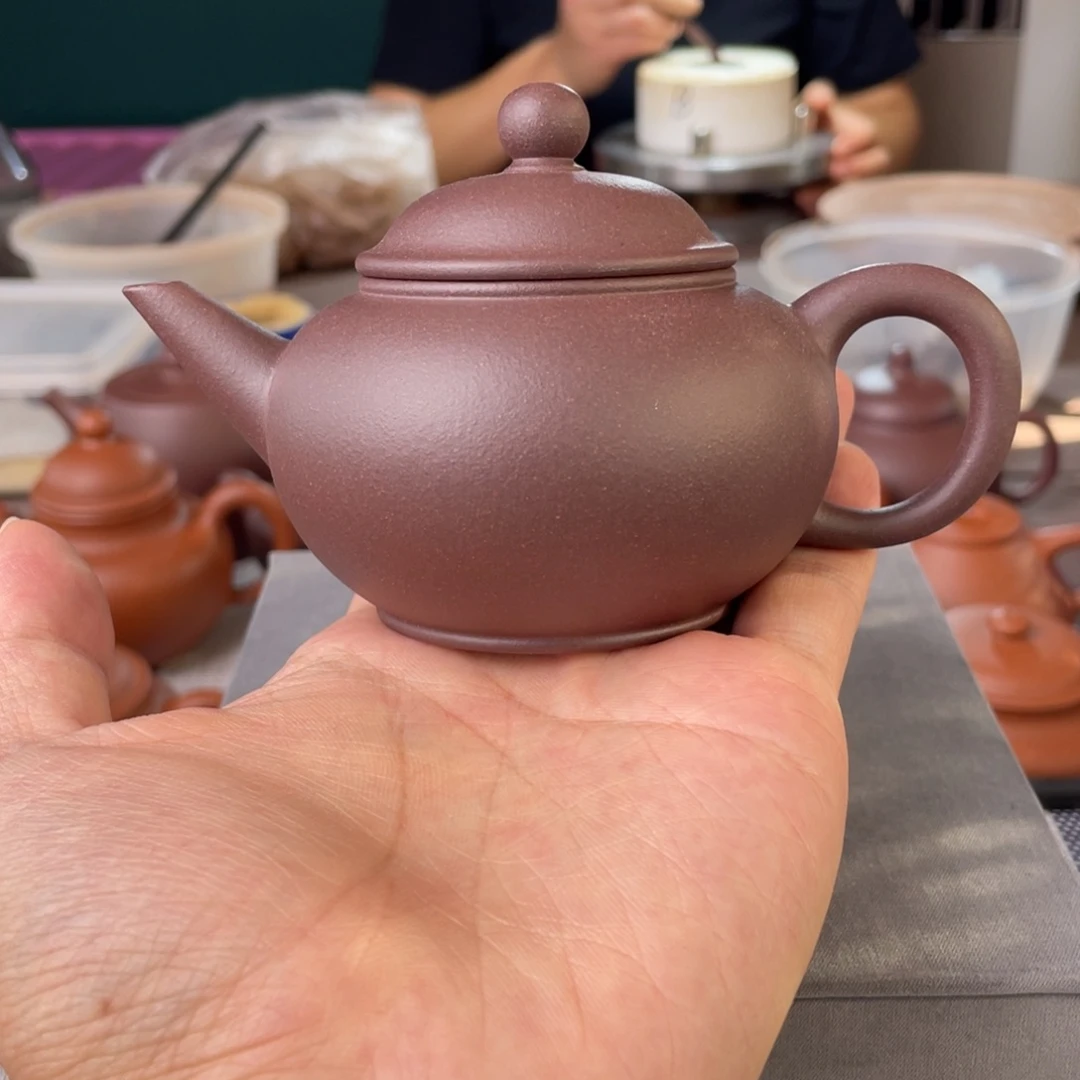 茶壶紫砂半手工老紫泥水平壶160cc