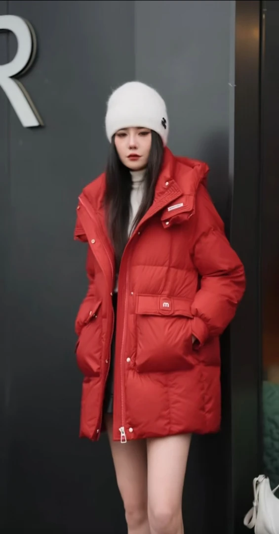 <鑫依阁>连帽M扣中长款休闲羽绒服19款