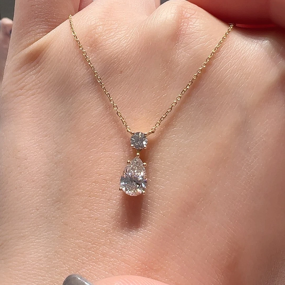 实验室培育钻石18K金镶嵌颈饰