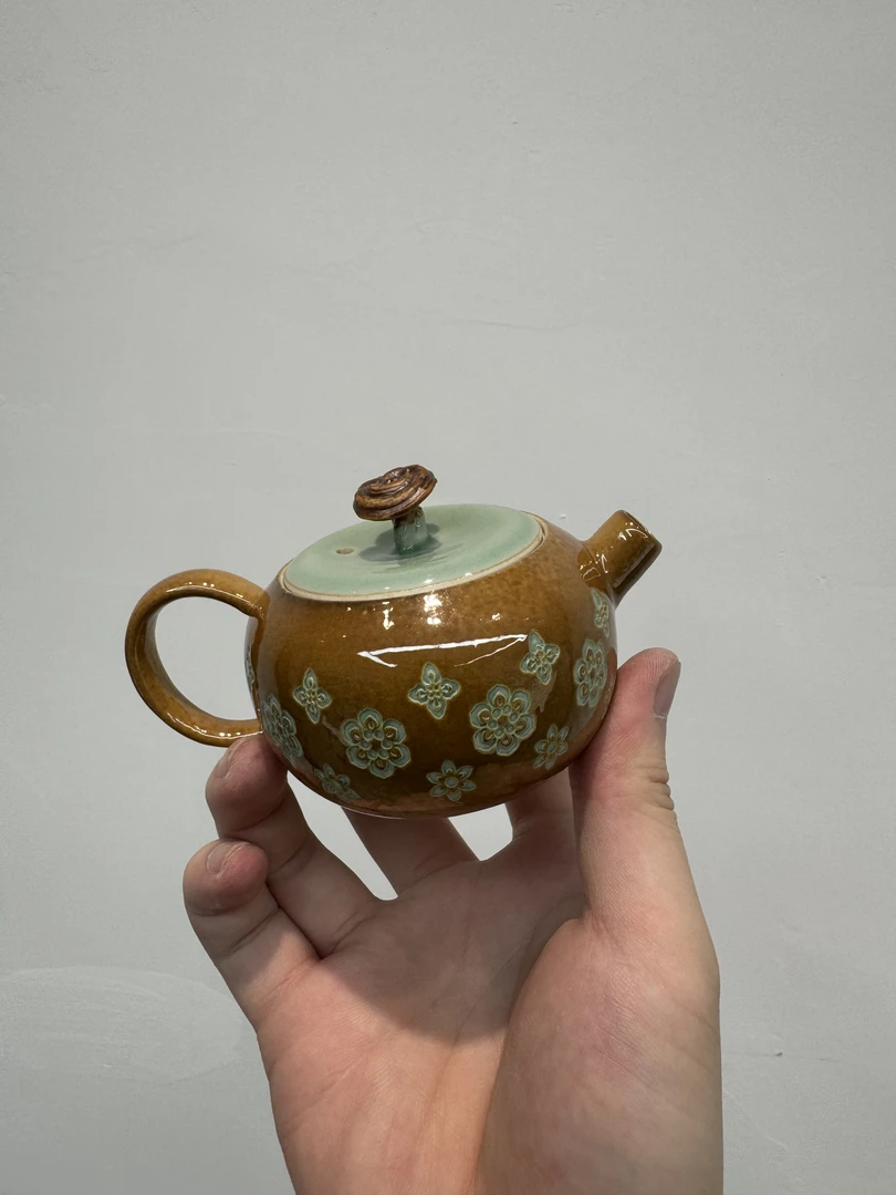 宝相花炮嘴壶 容量100cc 高端泡茶功夫茶具 龙泉青瓷