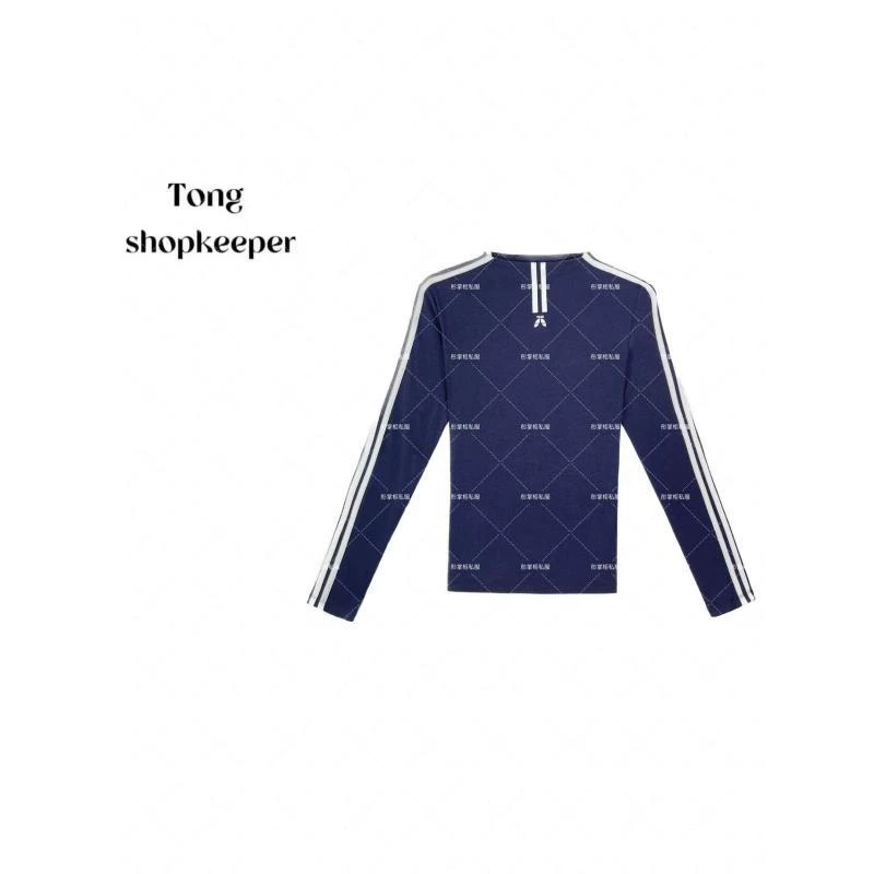 QJ/彤掌柜1682399 早秋2025掌柜设计羊毛天丝竖条纹拼接显瘦上衣