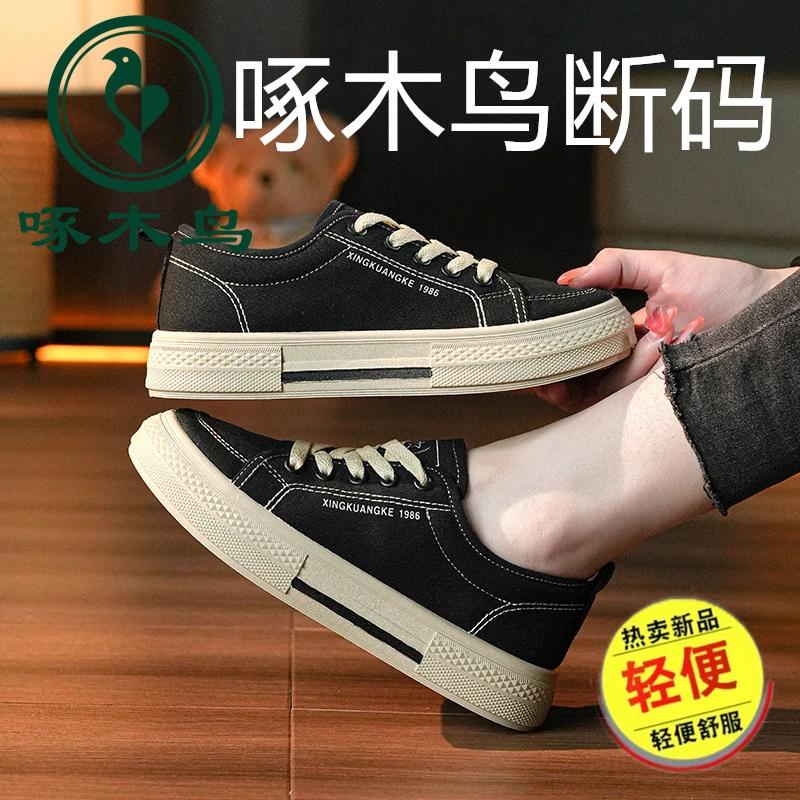 啄木鸟帆布鞋女春季新款网红韩版百搭爆款2025年休闲运动鞋潮鞋