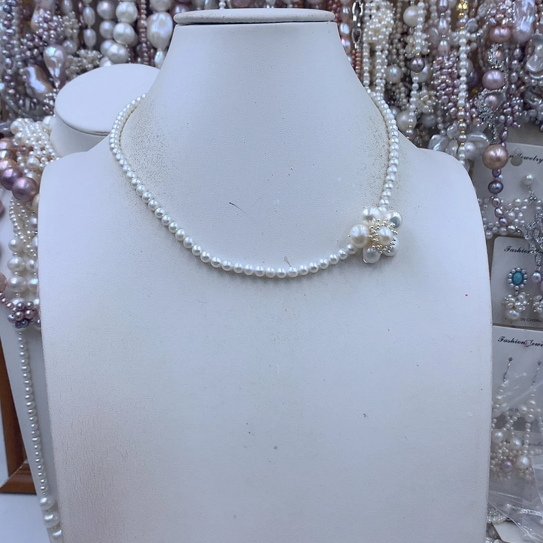 淡水珍珠项链耳饰银S925镶嵌