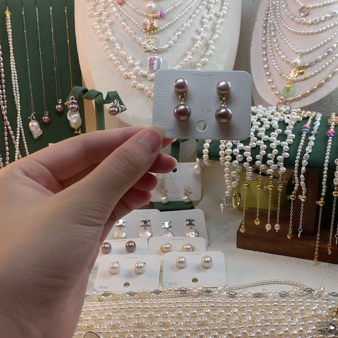 合金淡水珍珠双珠耳坠