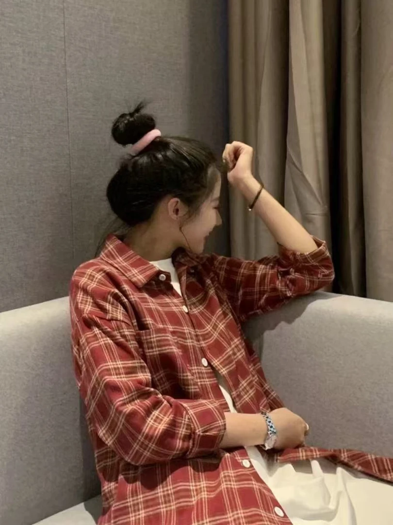 格子衬衫女春夏季薄款2025新款防晒上衣显瘦百搭开衫外搭长袖衬衣