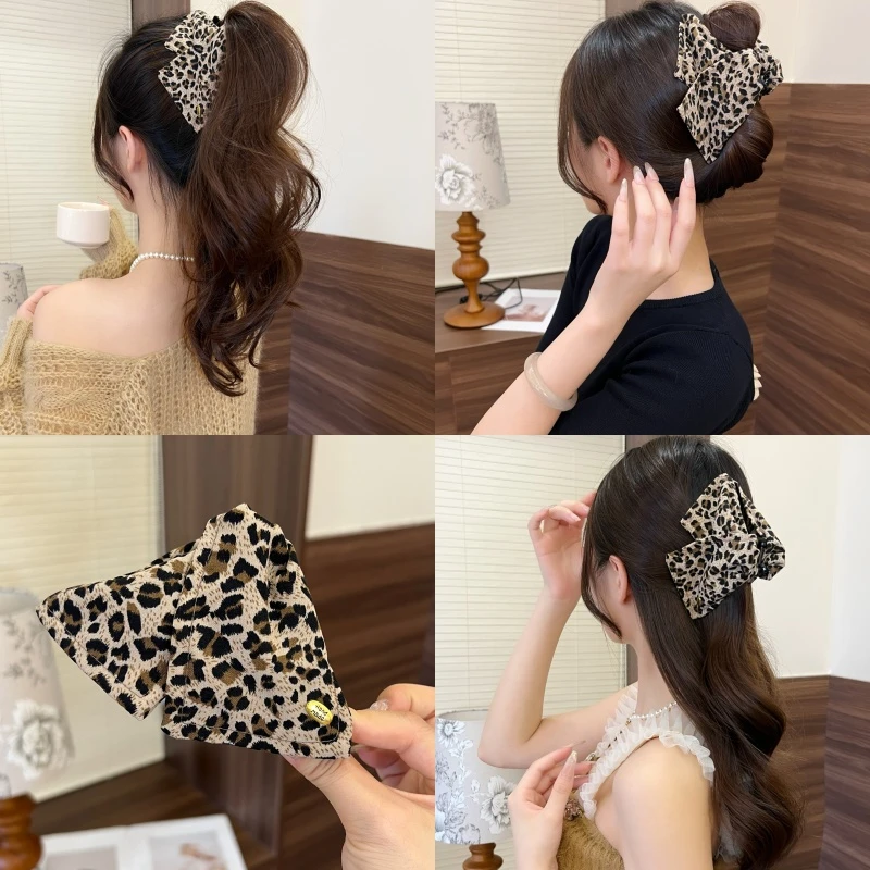 新款豹纹贝壳三角抓夹时尚百搭高级感发卡鲨鱼夹后脑勺马尾夹发饰