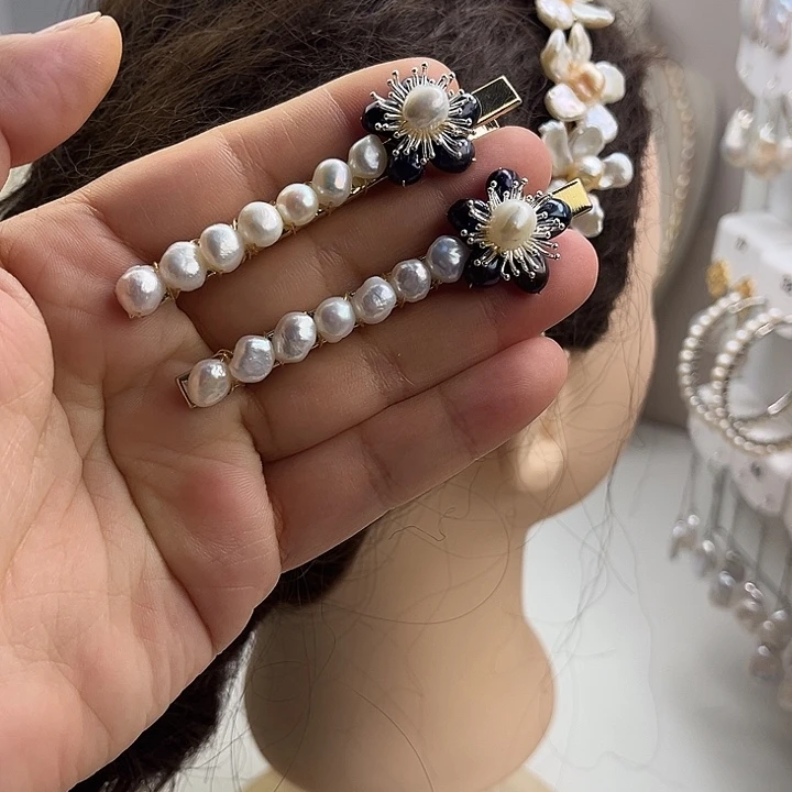 淡水珍珠发夹未镶嵌