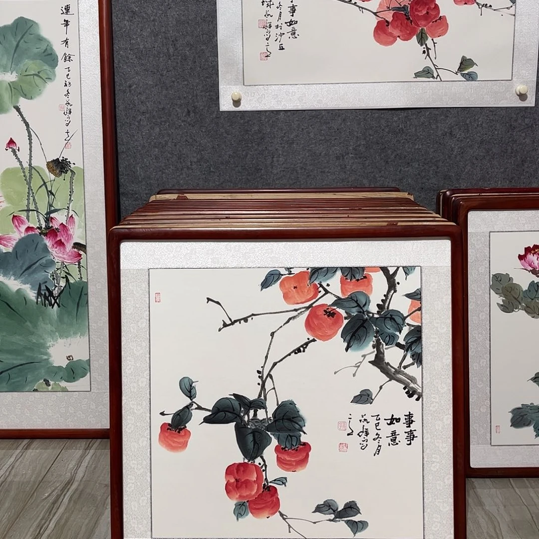 国画书画作品带框63×63