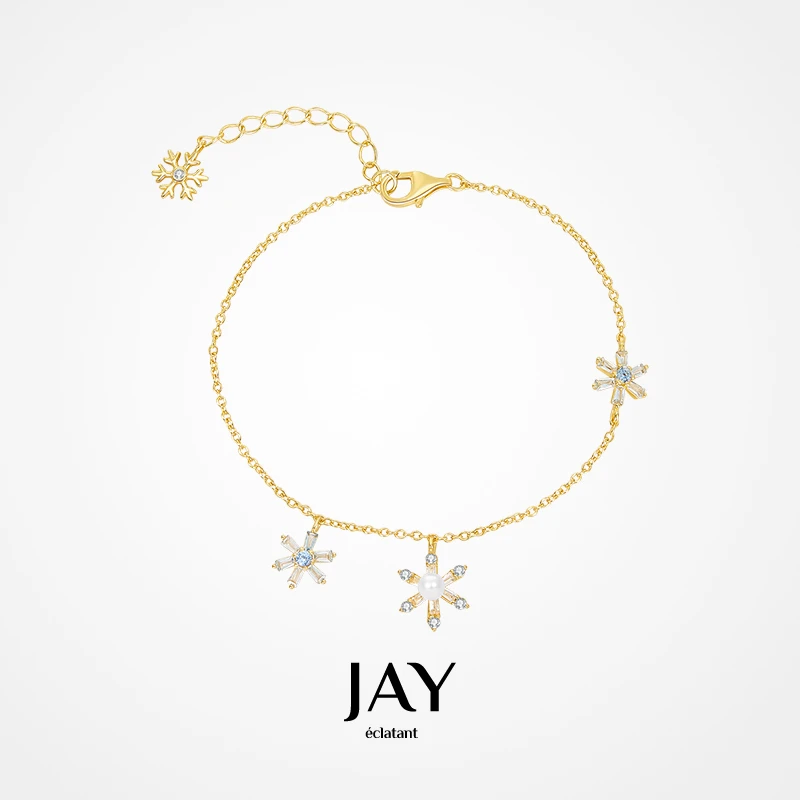 Jay 925银手链 冬日雪花手链女精致轻奢气质送女生圣诞节跨年礼物